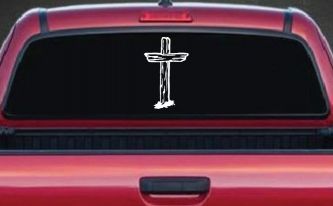Single Rugged Cross Christian Car or Truck Window Decal Sticker