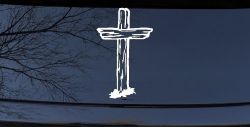 Single Rugged Cross Christian Car or Truck Window Decal Sticker