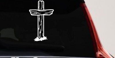 Single Rugged Cross Christian Car or Truck Window Vinyl Decal Sticker