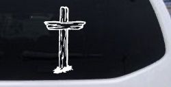 Single Rugged Cross Christian Car or Truck Window Decal Sticker