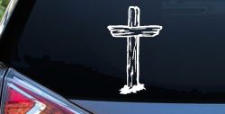 Single Rugged Cross Christian Car or Truck Window Decal Sticker