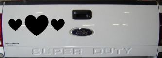 Three Hearts Car or Truck Window Vinyl Decal Sticker (Black)