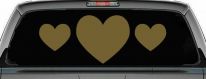 Three Hearts Car or Truck Window Vinyl Decal Sticker (Gold)