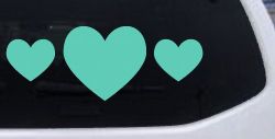 Three Hearts Car or Truck Window Vinyl Decal Sticker (Mint)