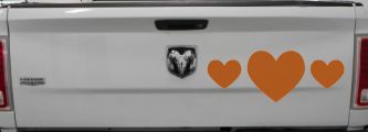 Three Hearts Car or Truck Window Vinyl Decal Sticker (Nut Brown)