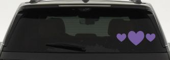 Three Hearts Car or Truck Window Decal Sticker (Purple)