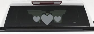 Three Hearts Car or Truck Window Vinyl Decal Sticker (Telegrey)