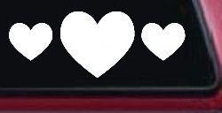 Three Hearts Car or Truck Window Decal Sticker