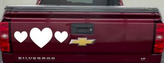Three Hearts Car or Truck Window Vinyl Decal Sticker (White)