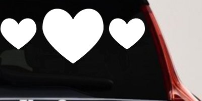 Three Hearts Car or Truck Window Vinyl Decal Sticker