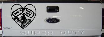 Proud Marine Mom Dog Tags Heart Combat Boots  Military Car or Truck Window Decal Sticker (Black)