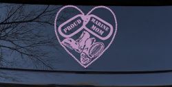 Proud Marine Mom Dog Tags Heart Combat Boots  Military Car or Truck Window Decal Sticker (Lilac)