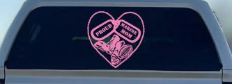 Proud Marine Mom Dog Tags Heart Combat Boots  Military Car or Truck Window Decal Sticker (Pink)