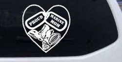 Proud Marine Mom Dog Tags Heart Combat Boots  Military Car or Truck Window Decal Sticker