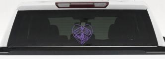 Proud Army Mom Dog Tags Heart Combat Boots  Military Car or Truck Window Decal Sticker (Purple)