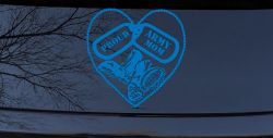 Proud Army Mom Dog Tags Heart Combat Boots  Military Car or Truck Window Decal Sticker (Sky Blue)