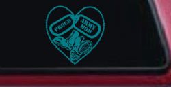 Proud Army Mom Dog Tags Heart Combat Boots  Military Car or Truck Window Decal Sticker (Turquoise Blue)