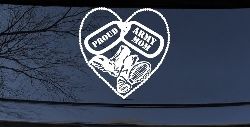 Proud Army Mom Dog Tags Heart Combat Boots  Military Car or Truck Window Decal Sticker