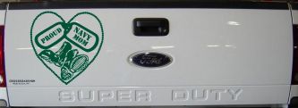 Proud Navy Mom Dog Tags Heart Combat Boots  Military Car or Truck Window Vinyl Decal Sticker (Dark Green)