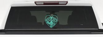 Proud Navy Mom Dog Tags Heart Combat Boots  Military Car or Truck Window Decal Sticker (Mint)