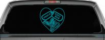 Proud Navy Mom Dog Tags Heart Combat Boots  Military Car or Truck Window Decal Sticker (Turquoise Blue)