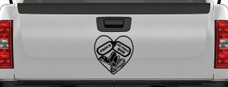 Proud Air Force Mom Dog Tags Heart Combat Boots  Military Car or Truck Window Decal Sticker (Black)
