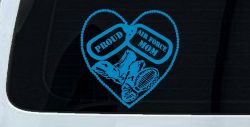 Proud Air Force Mom Dog Tags Heart Combat Boots  Military Car or Truck Window Decal Sticker (Blue)
