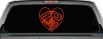 Proud Air Force Mom Dog Tags Heart Combat Boots  Military Car or Truck Window Decal Sticker (Orange Red)