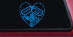 Proud Air Force Mom Dog Tags Heart Combat Boots  Military Car or Truck Window Decal Sticker (Sky Blue)