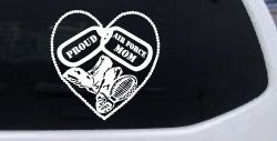 Proud Air Force Mom Dog Tags Heart Combat Boots  Military Car or Truck Window Decal Sticker
