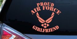 Proud Air Force Girlfriend Military Car or Truck Window Vinyl Decal Sticker (Coral)