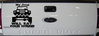 My Jeep Will Eat Your Hybrid Off Road Car or Truck Window Decal Sticker (Black)