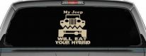 My Jeep Will Eat Your Hybrid Off Road Car or Truck Window Decal Sticker (Desert Sand)
