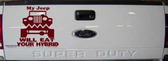 My Jeep Will Eat Your Hybrid Off Road Car or Truck Window Decal Sticker (Purple Red)