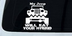 My Jeep Will Eat Your Hybrid Off Road Car or Truck Window Decal Sticker