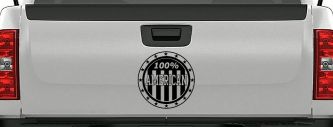 100 Percent American Pride Patriotic Car or Truck Window Vinyl Decal Sticker (Black)