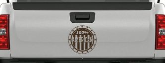100 Percent American Pride Patriotic Car or Truck Window Decal Sticker (Brown)