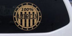 100 Percent American Pride Patriotic Car or Truck Window Decal Sticker (Light Brown)