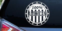 100 Percent American Pride Patriotic Car or Truck Window Decal Sticker