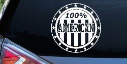 100 Percent American Pride Patriotic Car or Truck Window Decal Sticker