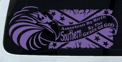 American By Birth Southern By The Grace Of God Country Car or Truck Window Decal Sticker (Purple)