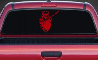Star Wars Ewok Wicket Sci Fi Car or Truck Window Decal Sticker (Red)