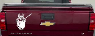 Star Wars Ewok Wicket Sci Fi Car or Truck Window Vinyl Decal Sticker (White)