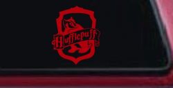 Hufflepuff Crest Sci Fi Car or Truck Window Decal Sticker (Red)