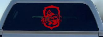 Hufflepuff Crest Sci Fi Car or Truck Window Vinyl Decal Sticker (Red)