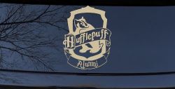 Hufflepuff Alumni Sci Fi Car or Truck Window Decal Sticker (Desert Sand)