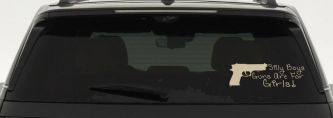 Silly Boys Guns Are For Girls Car or Truck Window Vinyl Decal Sticker (Desert Sand)