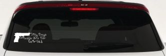 Silly Boys Guns Are For Girls Car or Truck Window Decal Sticker (White)