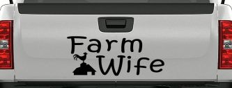 Farm Wife Country Car or Truck Window Decal Sticker (Black)