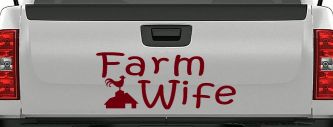 Farm Wife Country Car or Truck Window Decal Sticker (Burgundy)